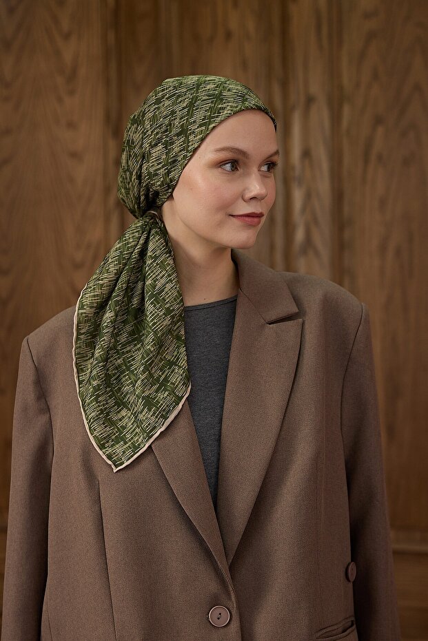 Eșarfă moale Winter Bloom verde kaki - 2