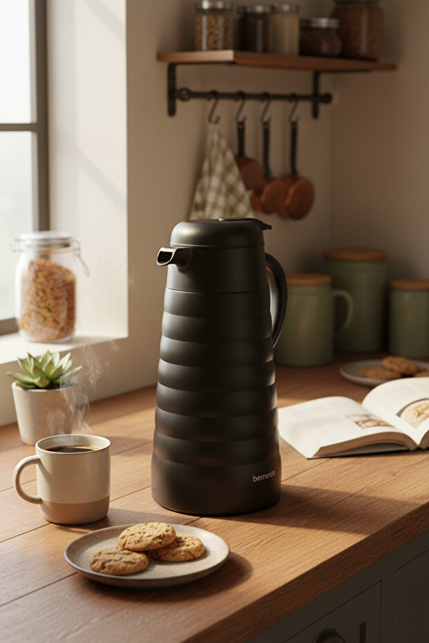 Nora 2 Litre Çelik Termos Siyah - 3