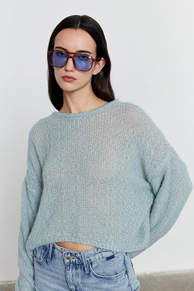 Arkadan Düğmeli Kazak Mint - 4