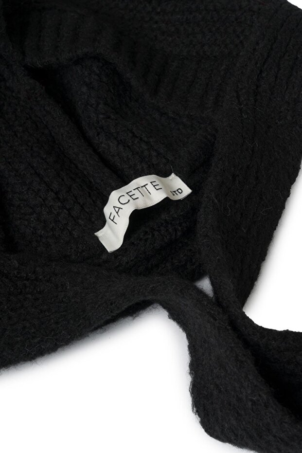 Yumuşak Triko Balaclava Siyah - 2