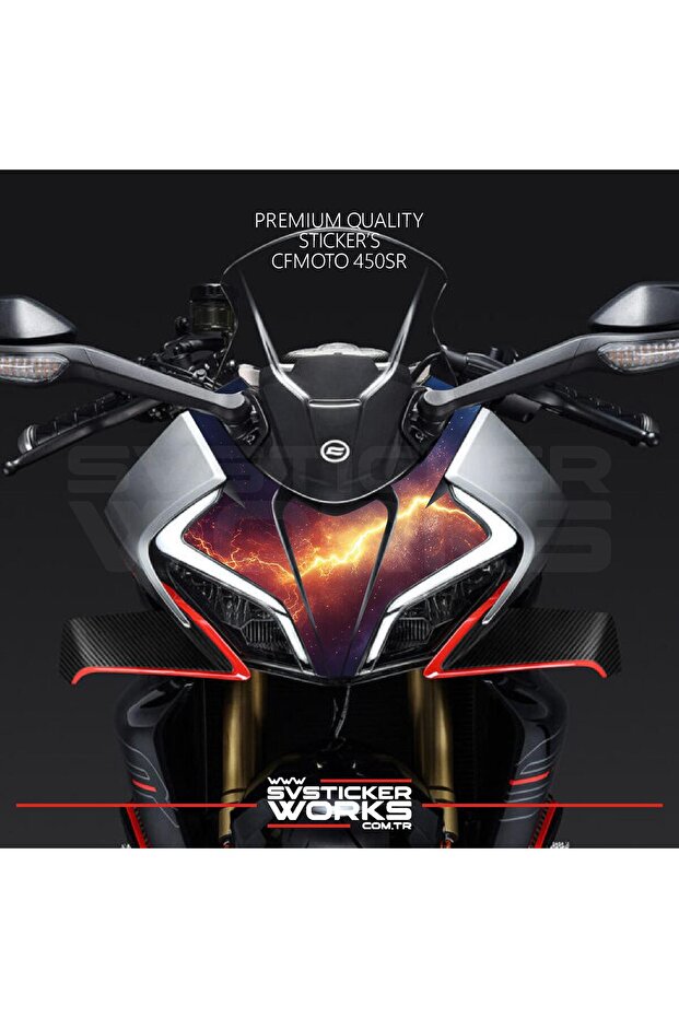 ملصق CFMOTO 450SR للغطاء الأمامي للرأس، طقم جاهز بنمط البرق الأحمر