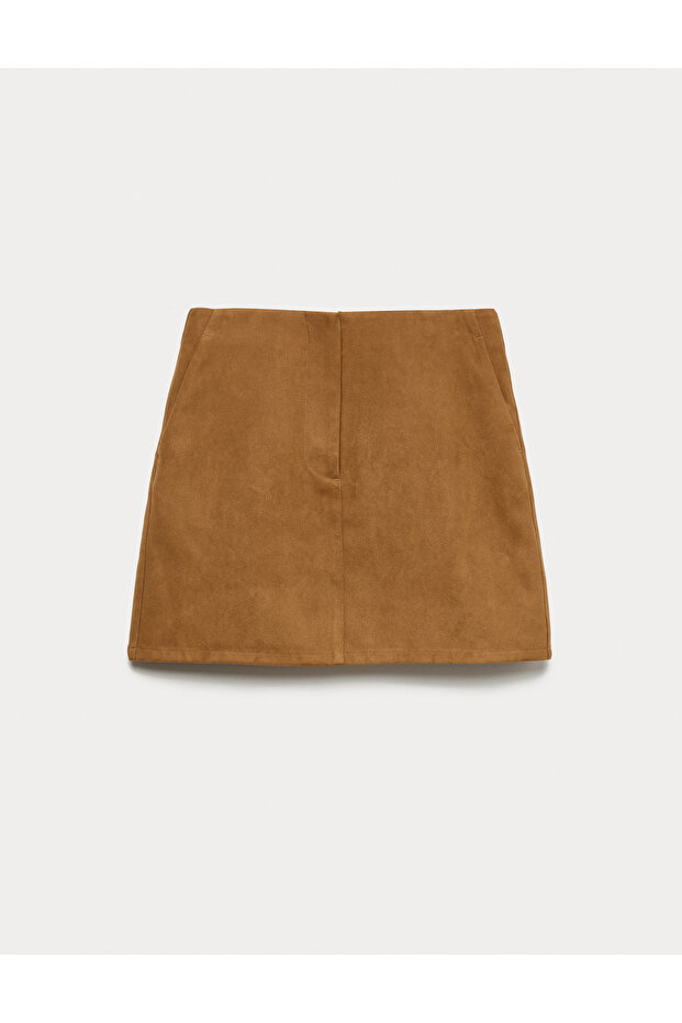 Süet Mini Etek - 2
