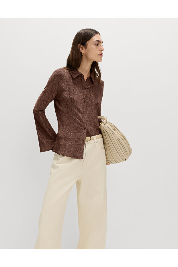 Işıltılı Düğmeli Bluz - 3