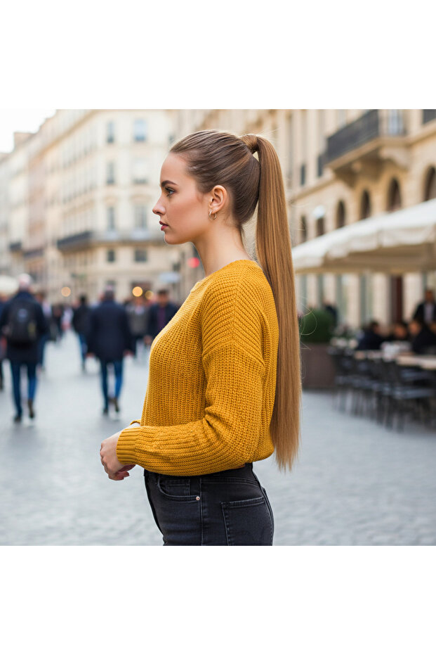 شعر مستعار من الألياف على شكل ذيل حصان سحري / بني فاتح - 1
