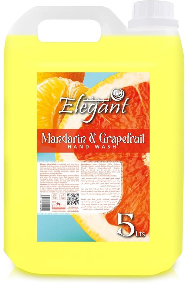 Elegant Hand Wash Liquid Refill – 5 Liter – Mandarin & Grapefruit – Effective Germ Protection