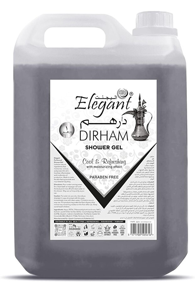 Elegant Shower Gel Refill | Dirham | 5 Liter | Paraben Free | Cool And Refreshing