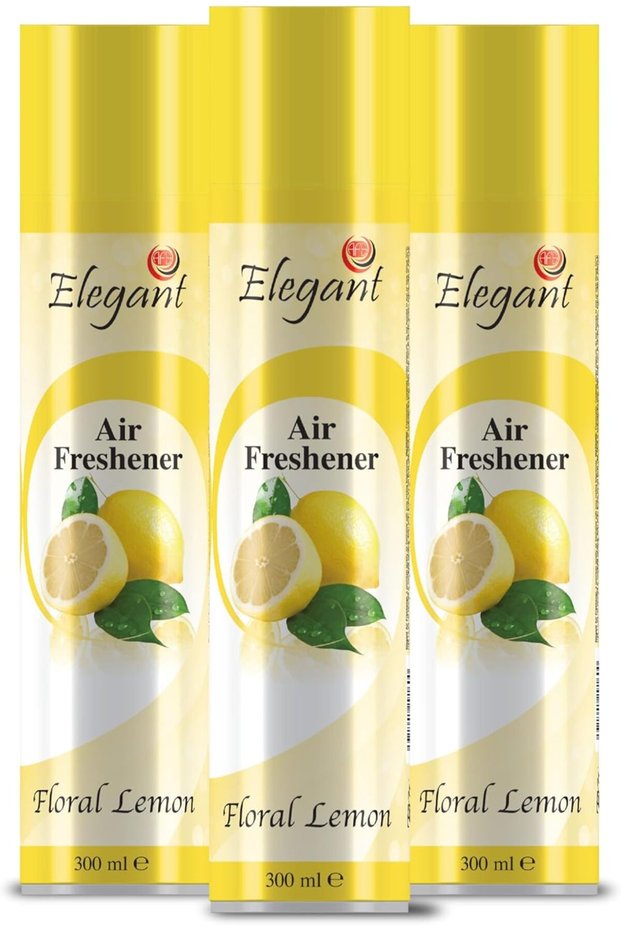 Elegant Floral Lemon Air Freshener Spray - 300ML - Pack of 3 - Eliminates Bad Odour, Alcohol-Free