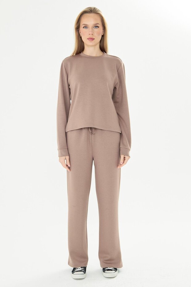 Women's Modal Fabric Comfortable Fit Tracksuit Set A.Brown 8509-A.K
