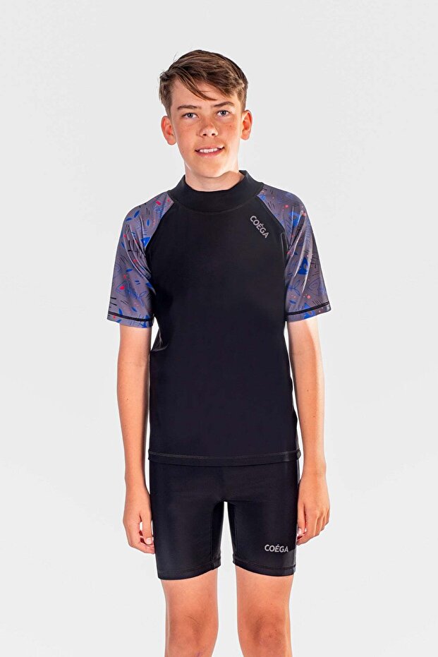 Boys Youth Two Piece Swimsuit - Blue Black Fish