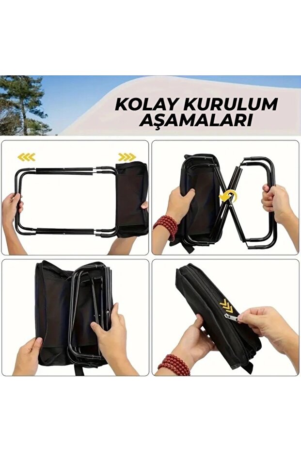 Flip Katlanır Kamp Taburesi Siyah - 4
