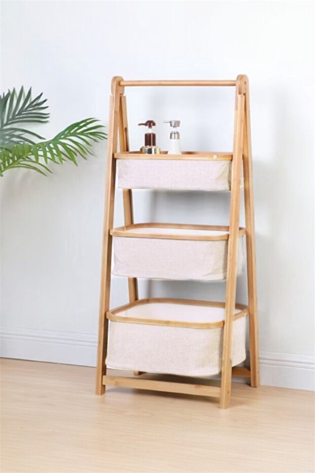 Bamboo Cream 3-Basket Organizer 700751 - Wooden Hobby Basket Toy Basket Organizer