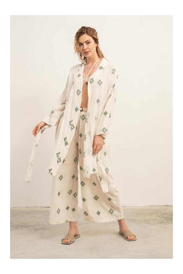 Bordered Kimono Mint - 2