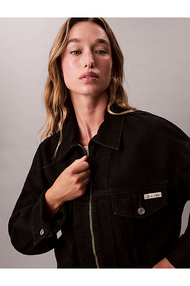 DENIM CROPPED JACKET SOFT BLACK - 2