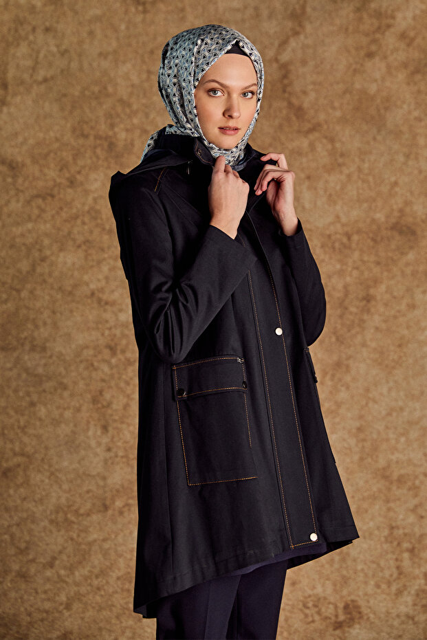 Çıkarılabilir Kapüşonlu Pamuklu Kap - 4