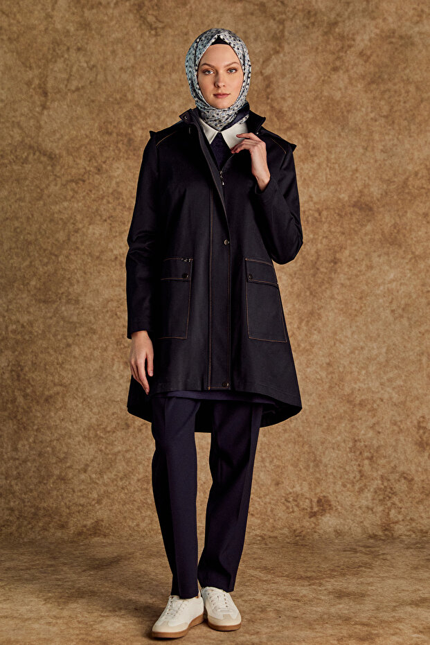 Çıkarılabilir Kapüşonlu Pamuklu Kap - 2