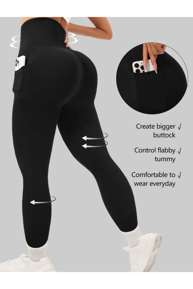 High-Waist, Stretchy, Solid Color Leggings with Side Pocket for Fitness, Comfortable, Soft, Stylish #LEGGINGS
