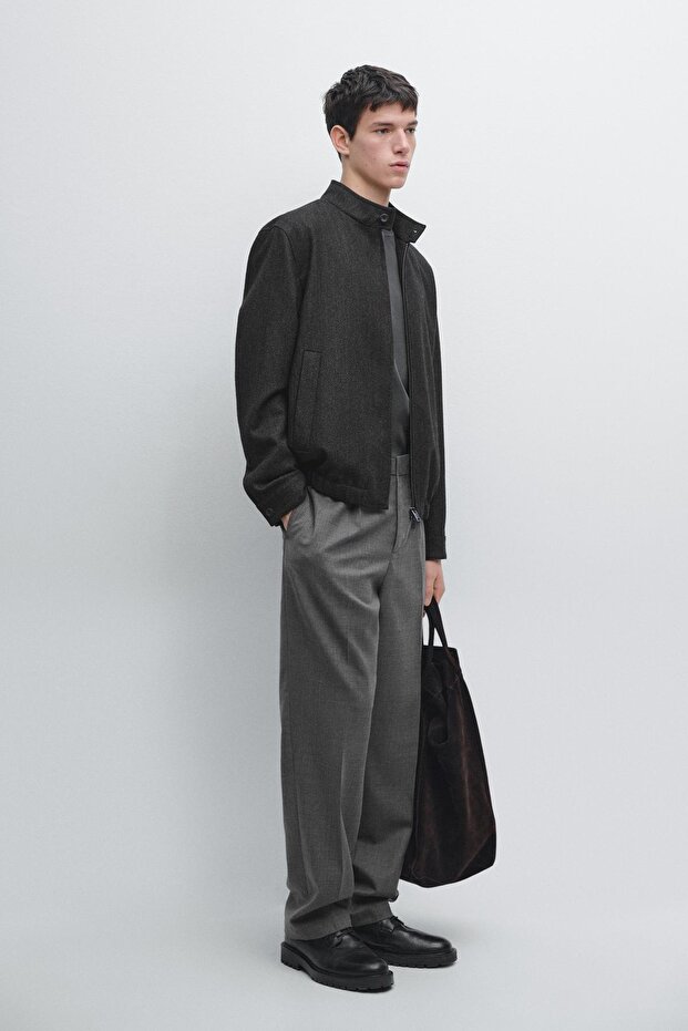 100% wool herringbone bomber jacket - 1