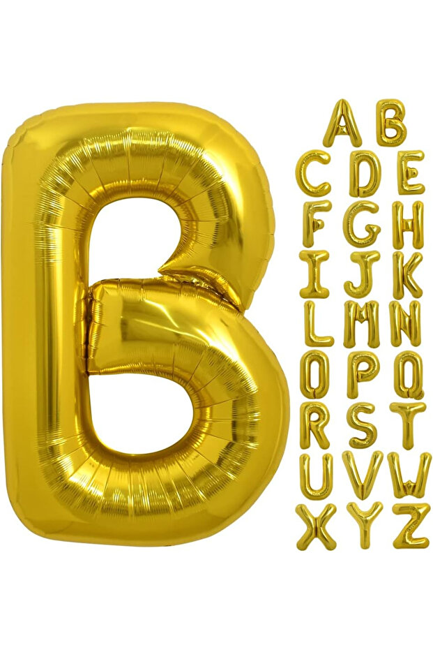 Letter B Balloon Gold Gold 78cm Large Size Compatible with Air and Helium
