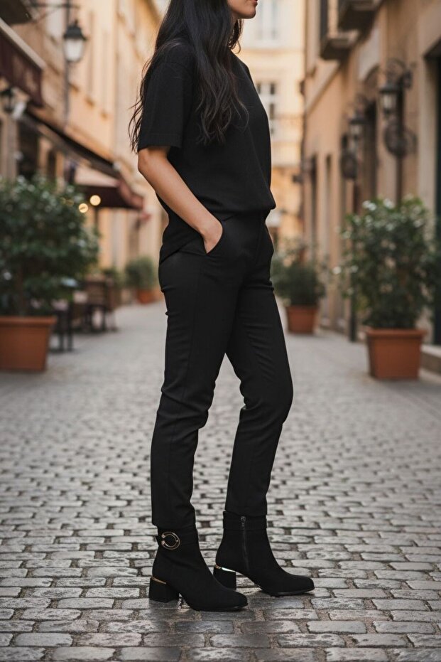 7002 SIYAH SUET BOT - 4