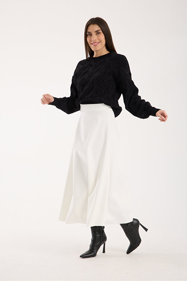 Women's Hijab Suede Flared Maxi Skirt