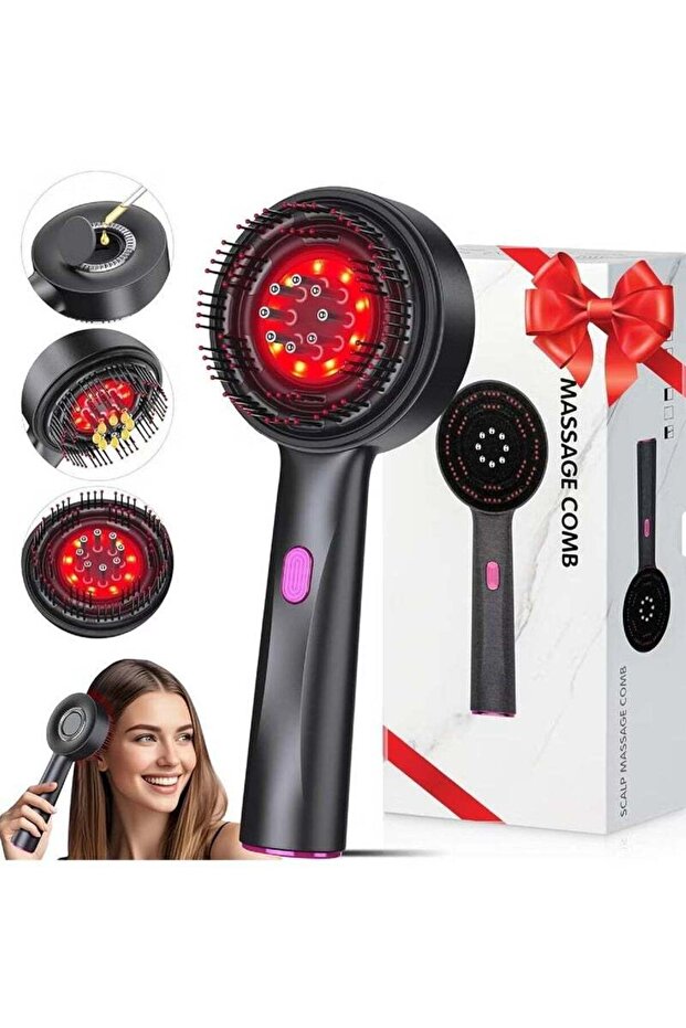 Cordless Electric Scalp Massager with Oil Applicator, IPX7 Waterproof, Red/Blue Light Therapy
