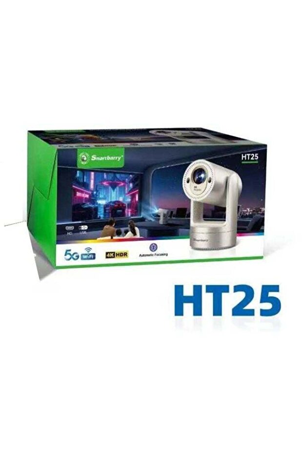 HT25 Smart Mini Projector (Android 12, 1280x720, 4K Support, Wi‑Fi 5G)