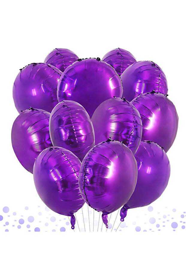 5Pcs Purple Round Foil Balloon Compatible with Air and Helium Stylish