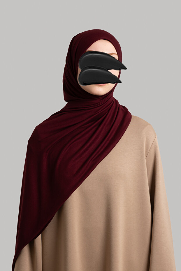 Combed Cotton Shawl - Claret Red