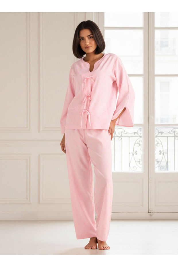 Pyjama Set Bow Accent Top & Trousers