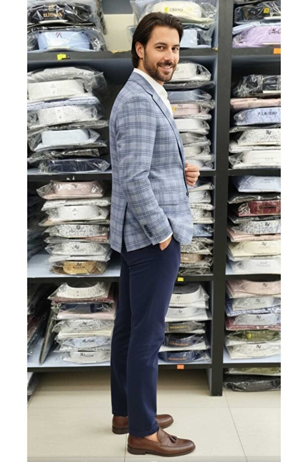 سترة رجالية بزرين وقصة ضيقة من إيكوسي - 2