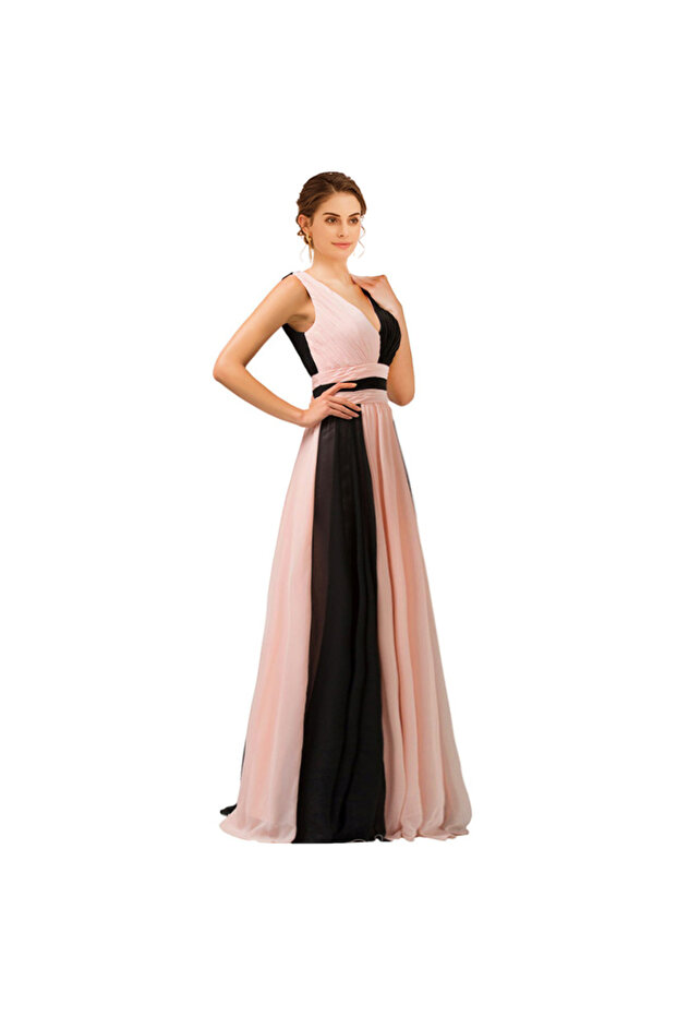 Rochie lunga Adriene bicolora - 2