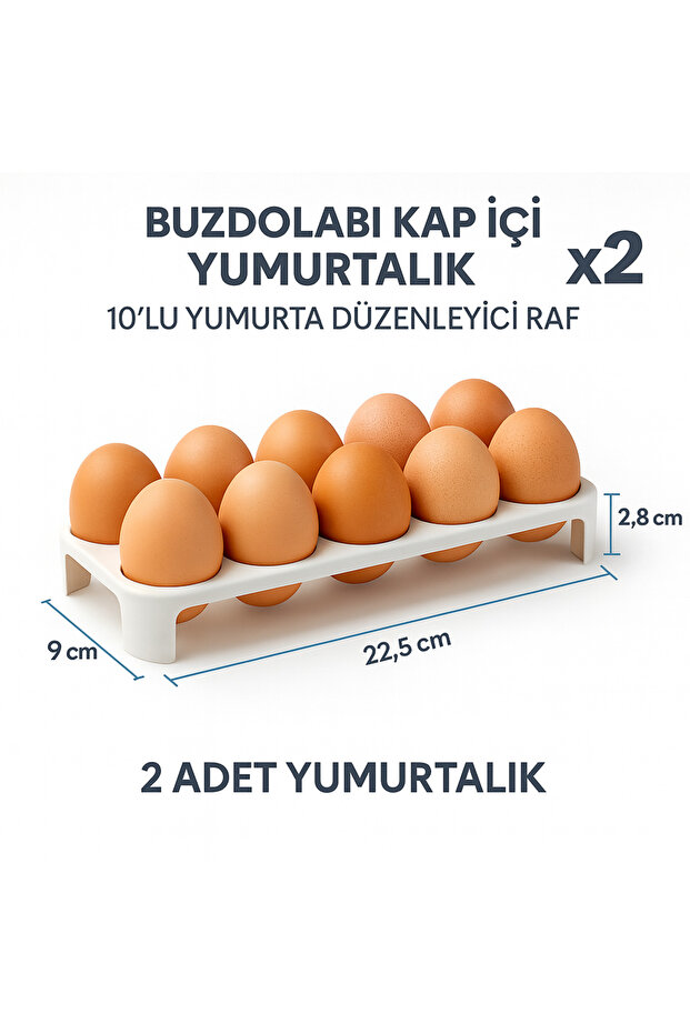 Refrigerator Door Inner Egg Holder (Set of 2) – 10 Egg Organizer Shelf Organizer Stand