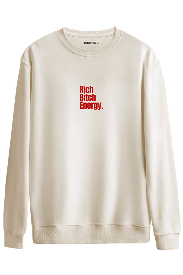 سويت شيرت Rich Bitch Energy مطبوع برقبة دائرية قصة فضفاضة