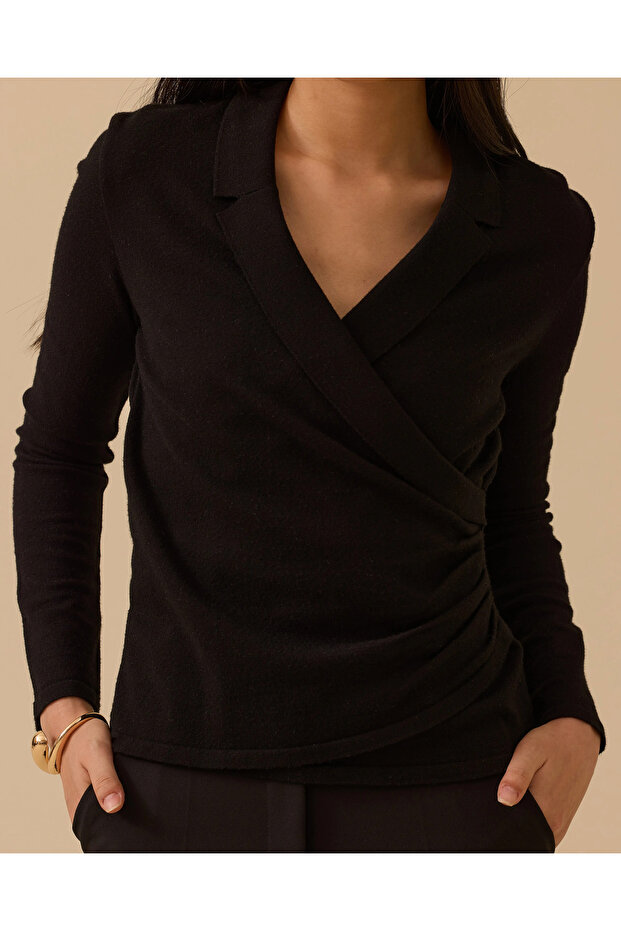 Kruvaze Drapeli Triko Bluz - 5