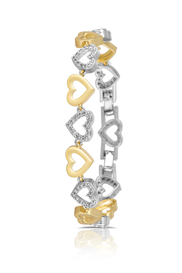 Heart Women's Bracelet Gold Silver Color Blk-M7045-K