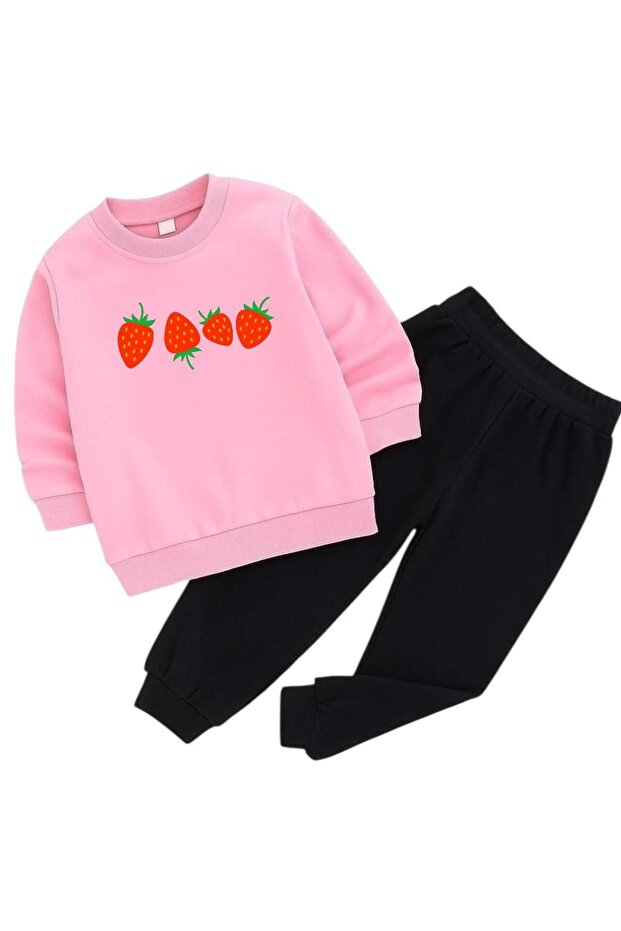Strawberry Printed 3-Ply Children's Tracksuit Set