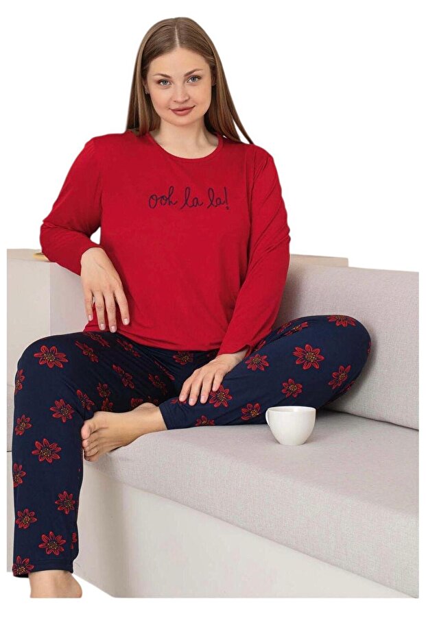 Berin Women's Battal Viscose Milan Fabric Transitional Long Sleeve Pajama Set 2002