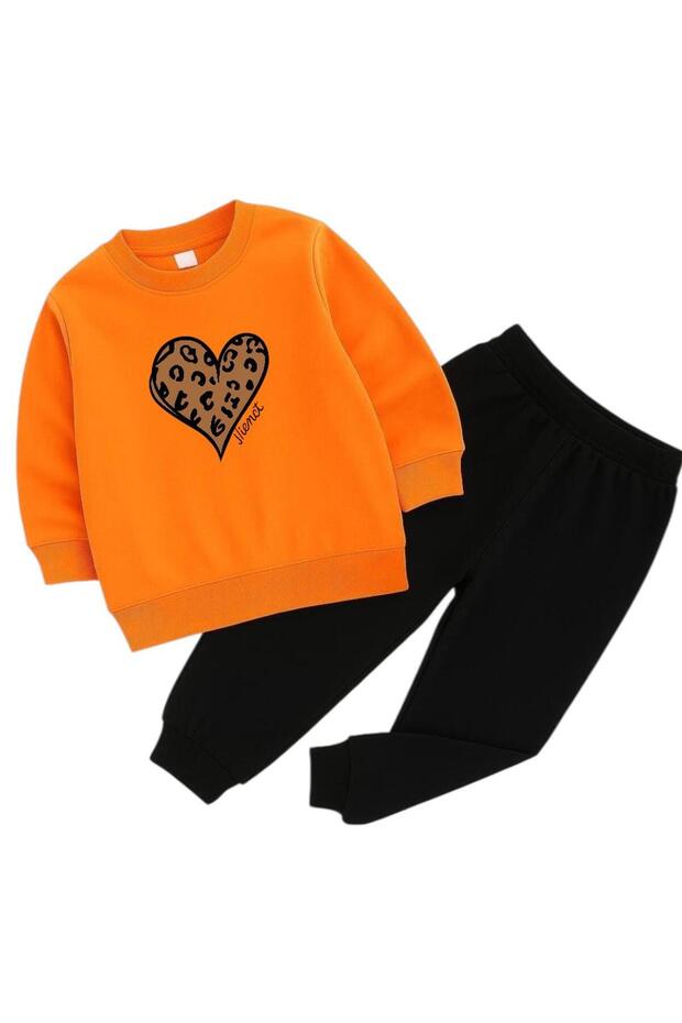 Leopard Heart Printed 3-Ply Children's Tracksuit Set