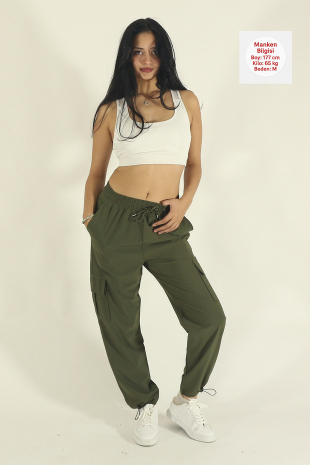 Women's Baggy Parachute Fabric Commando Pocketed Leg Clip Oversized Sweatpants
