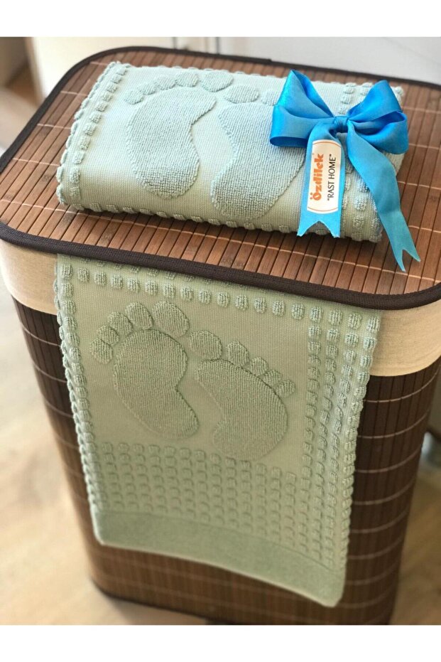 Fürdőszobai lábtörlőkészlet 2 darabos, vízzöld színben - 1