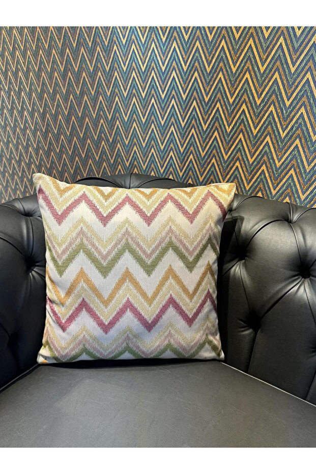 Zenith Zigzag Patterned Throw Pillow Cover - 3