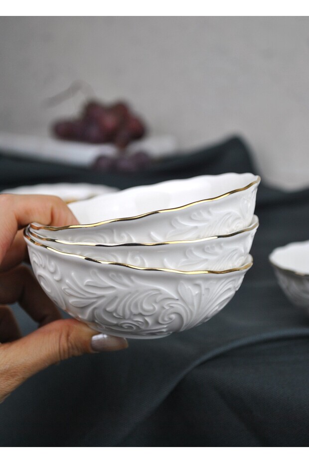 3-Piece Gold Gilded Porcelain Snack Bowl Presentation Bowl 11 cm Sauce Bowl Presentation Bowl Treat Bowl - Pera