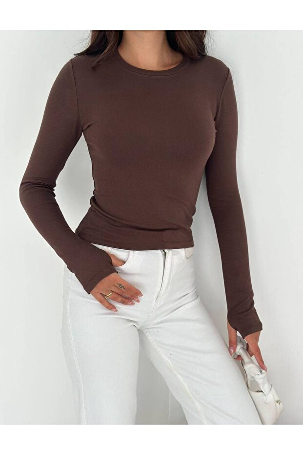 Crop Modal Fabric Finger-Loop Sweatshirt