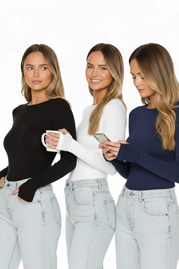 Women's 3-Piece Set with Finger-Through Body