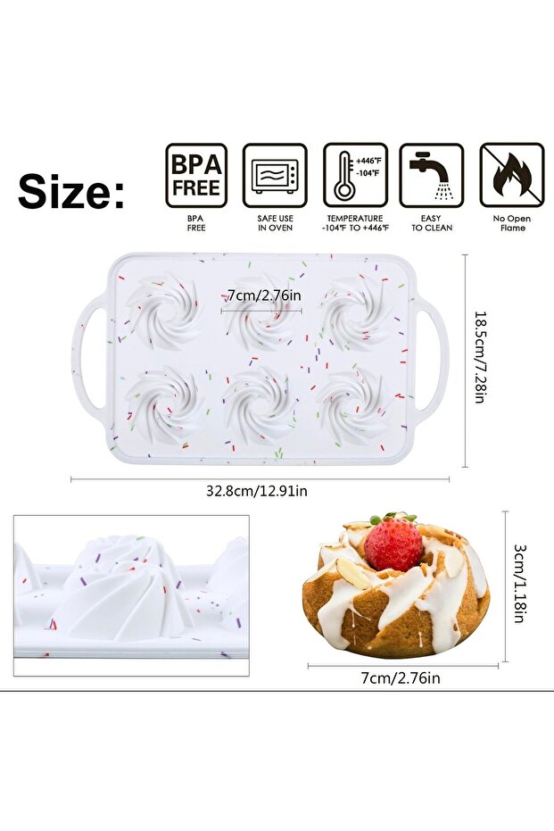 قالب سيليكون فاخر لـ 6 كعكات صغيرة (Mini Bundt Cakes) – إبداع في كل لقمة