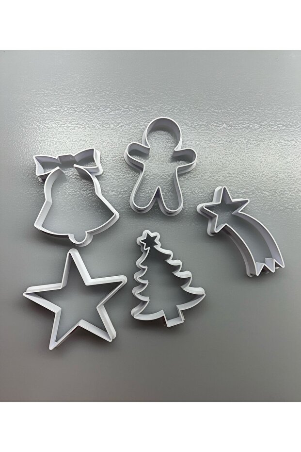 New Year's 5-Piece Cookie Cutter Set - New Year's Cookie Mold - Plastic - 6-7 cm
