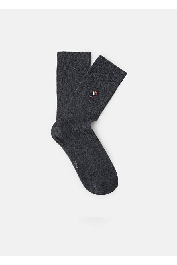 İşlemeli pamuklu çorap - 1