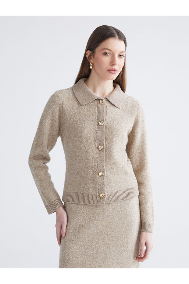 Shirt Collar Women's Knitwear Cardigan