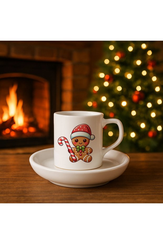 Cookie Man Printed New Year Christmas Christmas Themed Turkish Coffee Cup