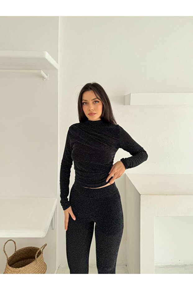 Simli Buzy Drapeli Bluz - 1